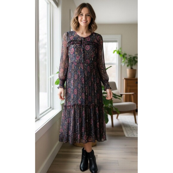 Sundance Catalog Litzy Bloom Long Sleeve Dress  L - Picture 1 of 10